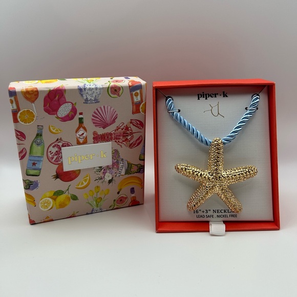 Piper K Jewelry - *New* Piper K Gold Starfish Pendant with Light Blue Cord